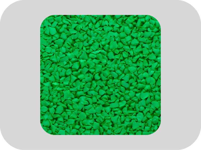 Gr&aacute;nulos de caucho EPDM verdes fuertes tridimensionales de casta&ntilde;a de agua